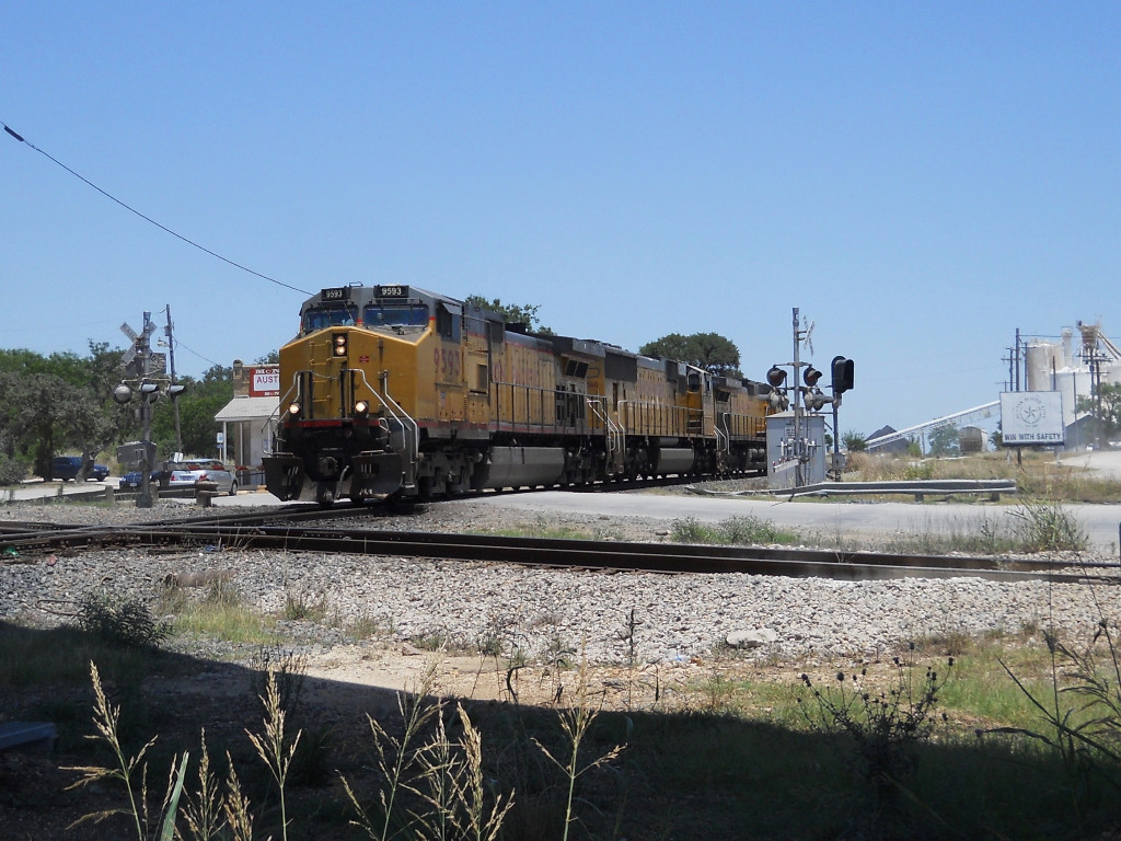 UP 9593  17May2011  SB across McNeil Store Road with 3-Unit power 